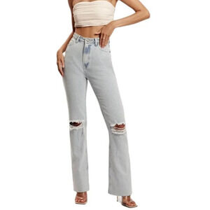 Meshki Womens  Lauren Straight Leg Ripped Jeans Size 9 NWT High Rise